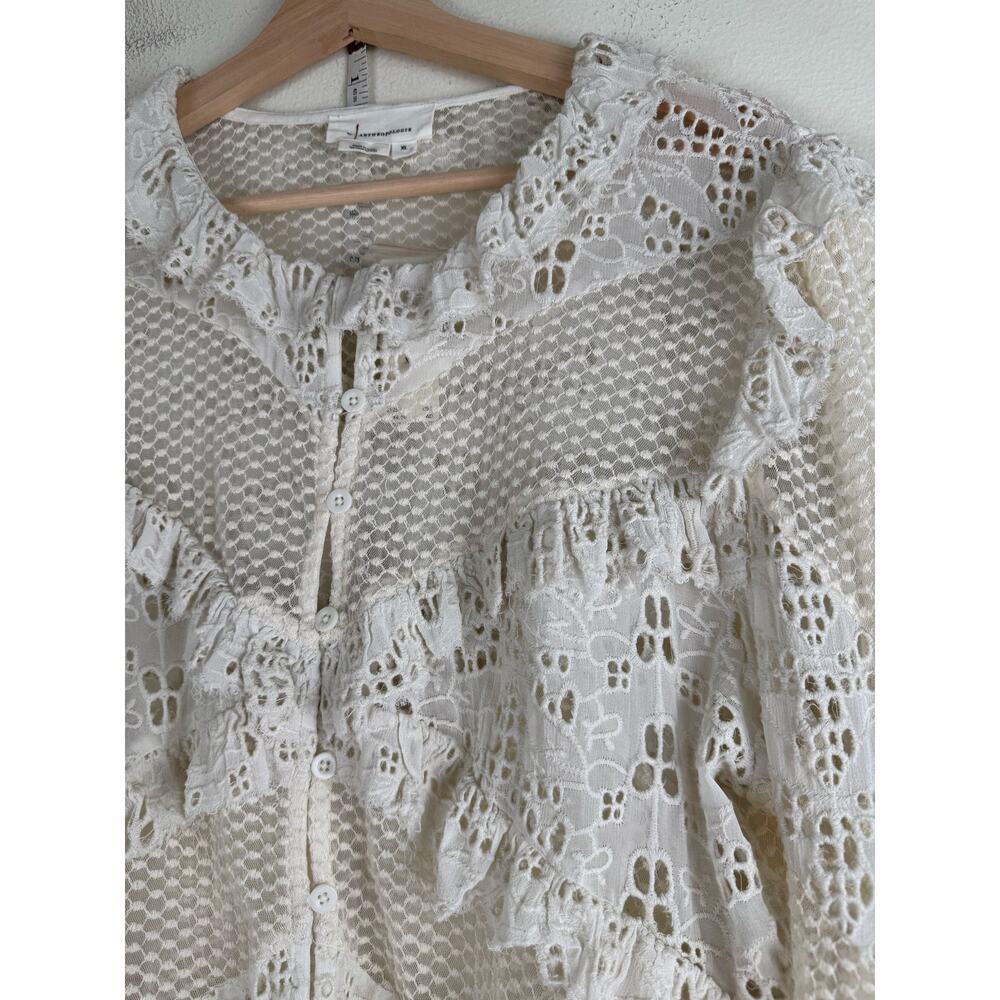 NWT By Anthropologie Embroidered Lace Cropped Jacket Blouse XL - Picture 7 of 14